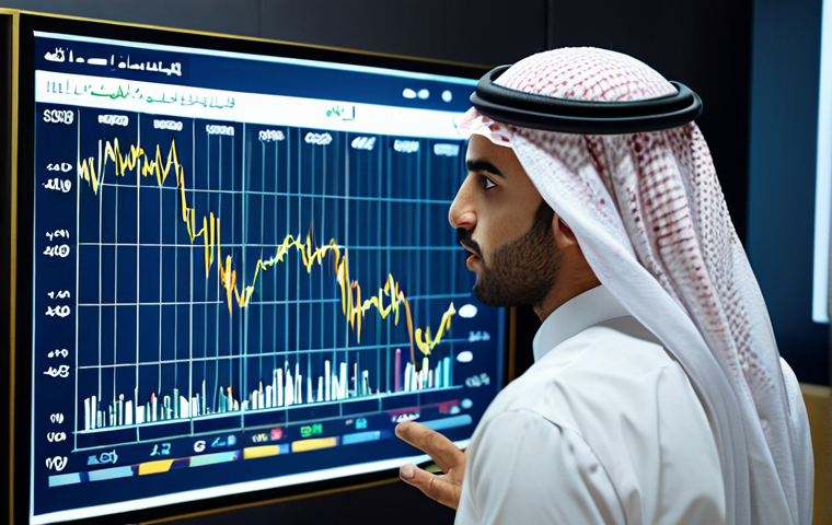 **
"A young Arab professional, smartly dressed, analyzing financial charts on a holographic display. Arabic script overlays the graphs. Focus on a determined expression, radiating competence and strategic thinking. Modern office setting with a subtle Arabian aesthetic. Colors: deep blues, golds, and greys."
**